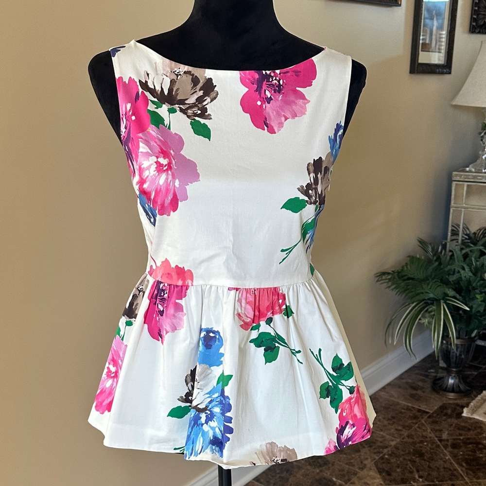 NWOT KATE SPADE Thalia Floral Peplum Top 2